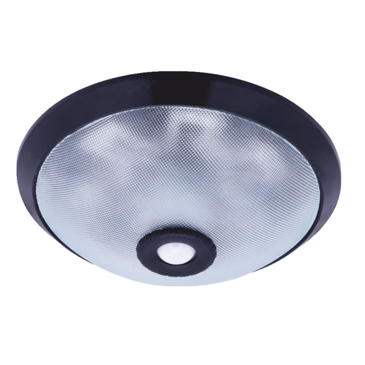Plafoniera schwarz mit PIR-Bewegungsmelder / Leuchte mit IR-Sensor (2xE27)