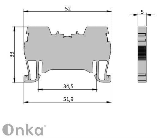 ONKA 1.5mm2 female terminal block DIN rail terminal 2-wire blue, 1020005