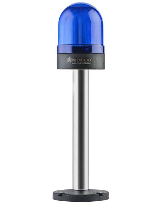 Flashing ø70 NUT.CONN.SIGNAL BEACON WITH BUZZ, 40-250V AC/DC, BLUE WITH 20CM EXT.TUBE
