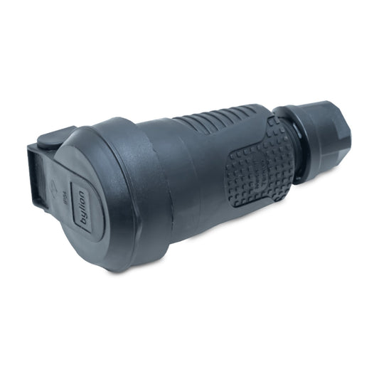 Hermetic black rubber socket IP54 with flap 2P+Z 16A 250V SCHUKO RDP-F Bylion