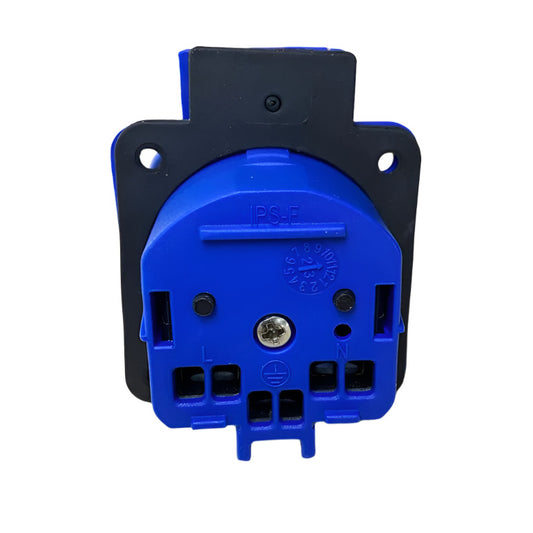 Hermetic socket 2P+Z, 230/220v, with earthing, IP44, with flap, blue, 250V French