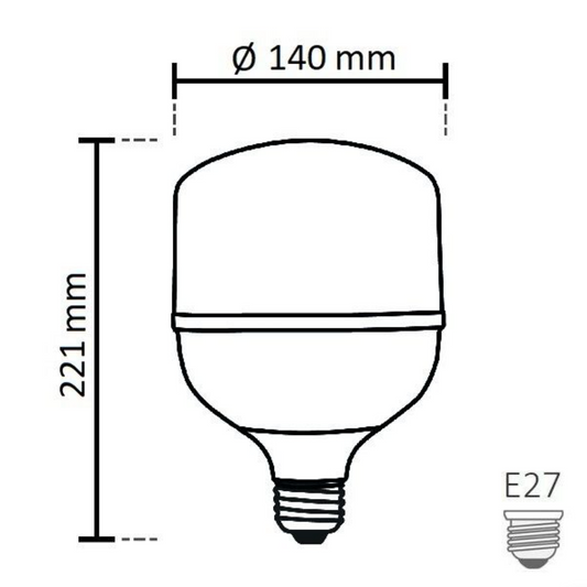 NOAS 60W (450W) LED-Glühbirne Typ TORCH, Kaltweiß / 6500K, 5400 Lm, YL95-6001
