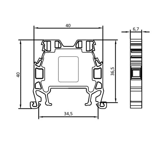 ONKA 4mm2 Schraubklemmleiste DIN-Schienen-Klemme 2-adrig grau, 1010022