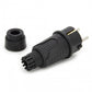 Black rubber plug IP54, 250V 16A per cable, Uni-Schuko (double grounding), 2P+E, REF, Bylion