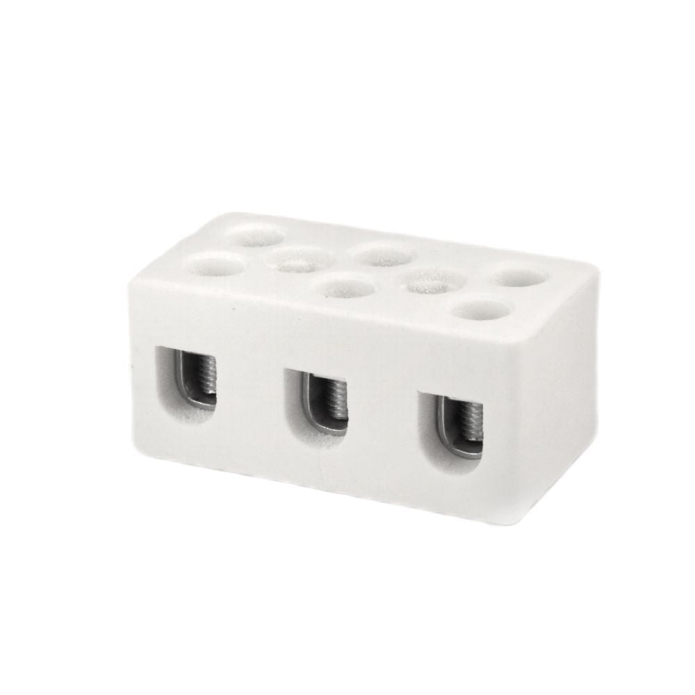 ONKA 6-10mm2 / 3-Coil Steatite / Ceramic / Porcelain Connector - PORCELAIN TERMINAL BLOCK, 1070007