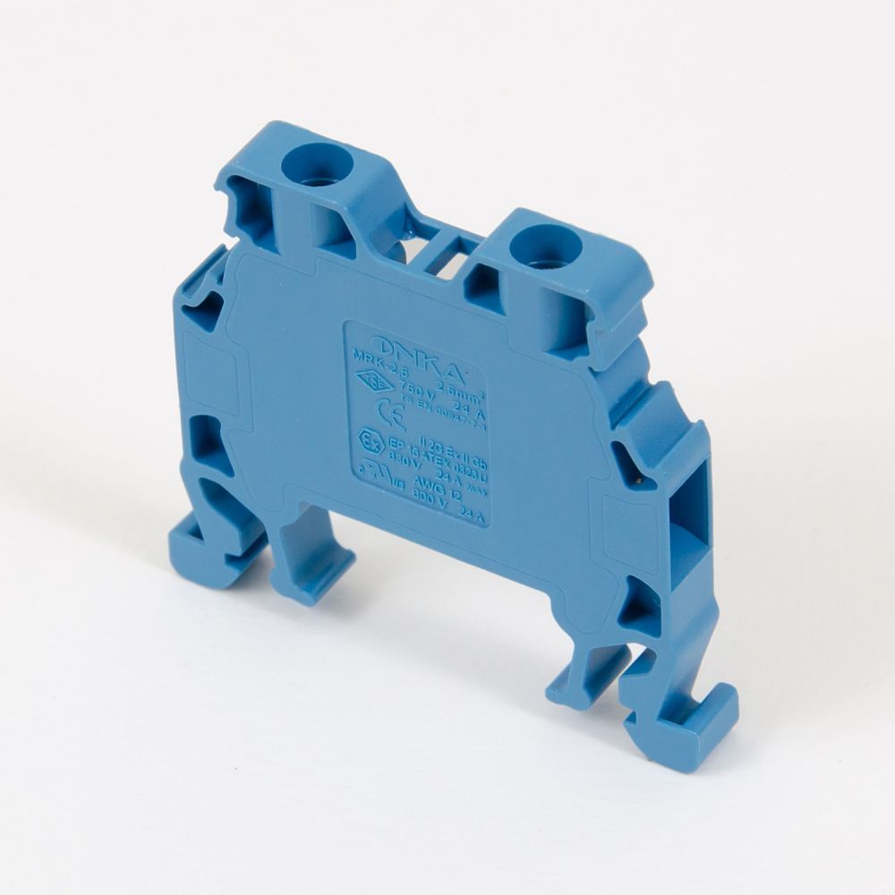 ONKA 2.5mm2 Schraubklemmleiste DIN-Schienenklemme 2-adrig blau, 1010015