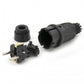 Black rubber plug IP54, 250V 16A per cable, Uni-Schuko (double grounding), 2P+E, REF, Bylion
