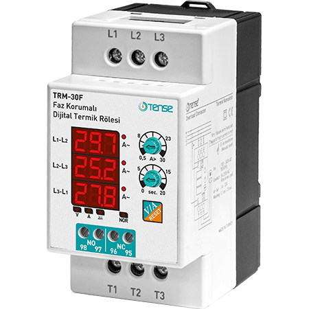 Digital overcurrent relay with voltage protection and 3×3-digit LED display TRM-30F