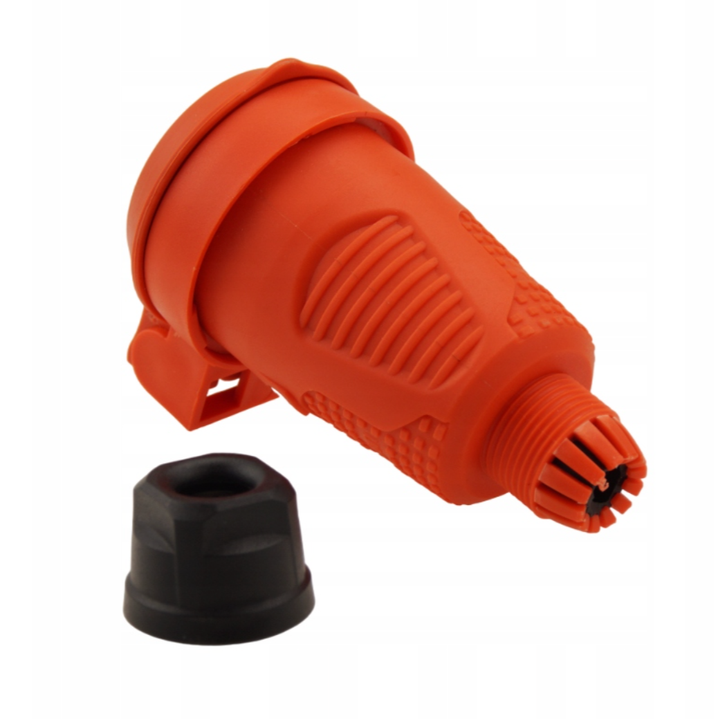 Orangefarbene hermetische Gummisteckdose IP54 mit Klappe 16A 250V Französischer Typ (Pin) RDP-O-E Bylion