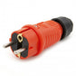 Orange rubber plug IP54, for cable, double earthing, 2P+Z, REF-O, 16 Ampere 250 Volt, manufacturer Bylion