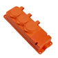 3x Steckdose, französisch Typ E, dreifach "Gummi" orange Steckdose mit Deckel hermetisch IP44 250V, 16A, 2P+Z, 3KMP-E-O, Bylion