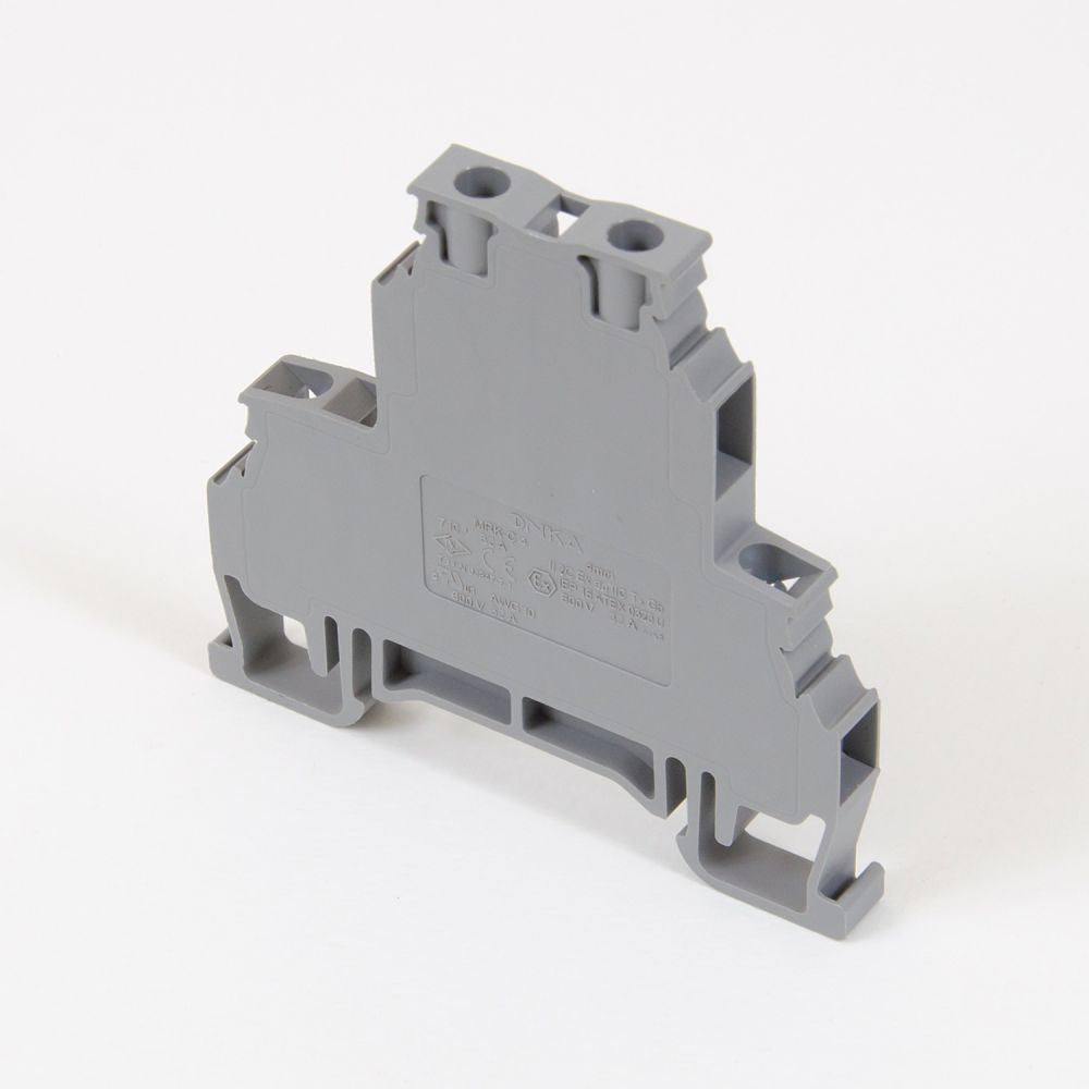 ONKA 4mm2, 2-stufig Schraubklemmleiste DIN-Schienen-Klemme 4-adrig grau, 1010368