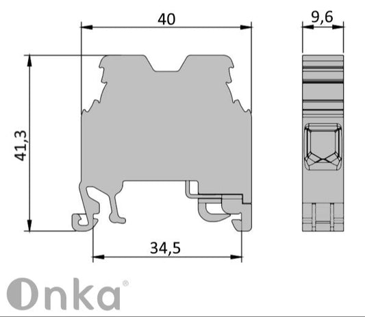 ONKA 10mm2 PE Schraubsteckverbinder Reihenklemme DIN-Schienen-Klemme 2-Leiter grau, 1010221