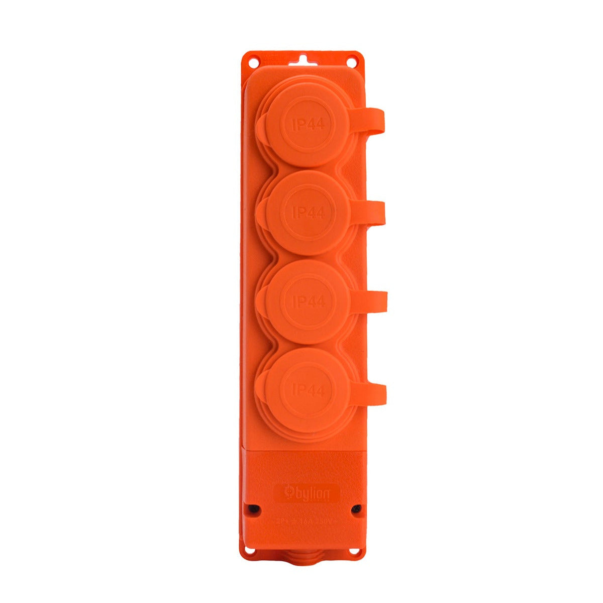 4x Gummisteckdose "Gummi" orange mit Deckel hermetisch IP44, 250V, 16A, SCHUKO 2P+Z, 4KMP-F-O, Bylion