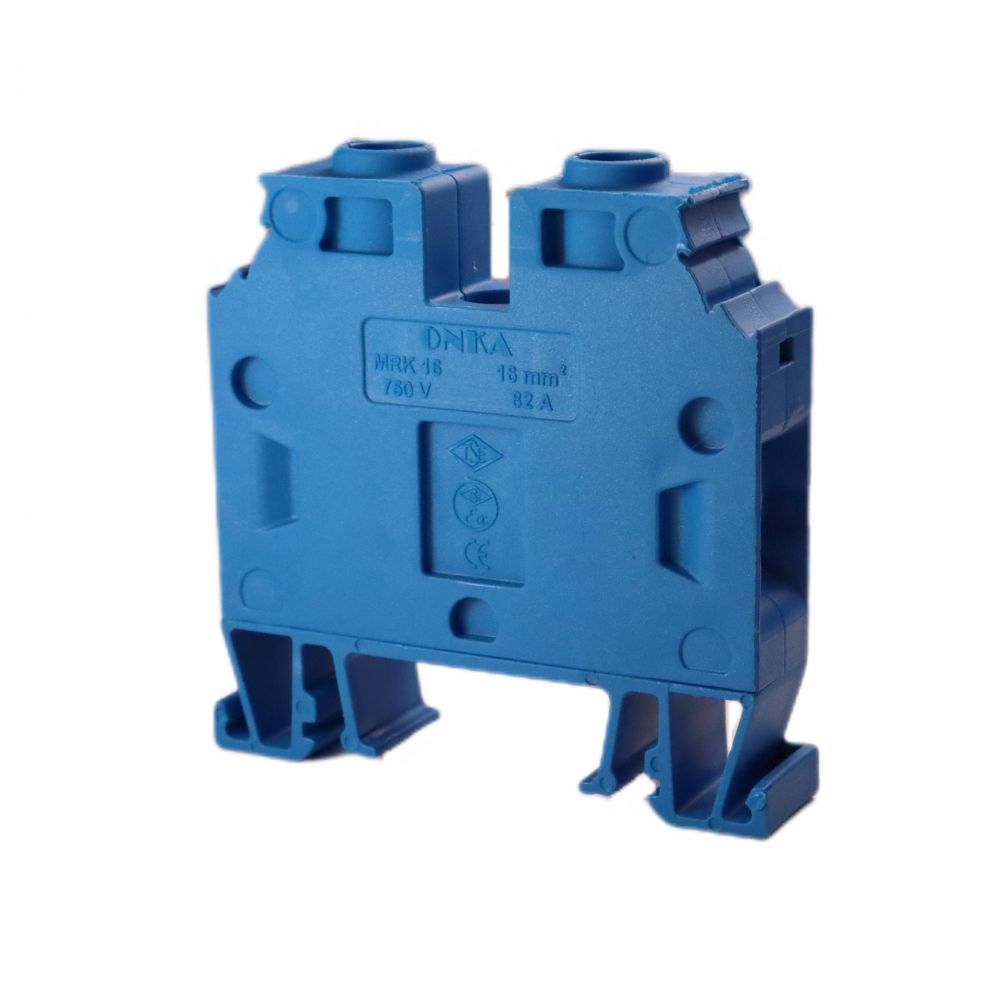 ONKA 16mm2 Schraubklemmleiste DIN-Schienen-Klemme 2-adrig blau, 1010055