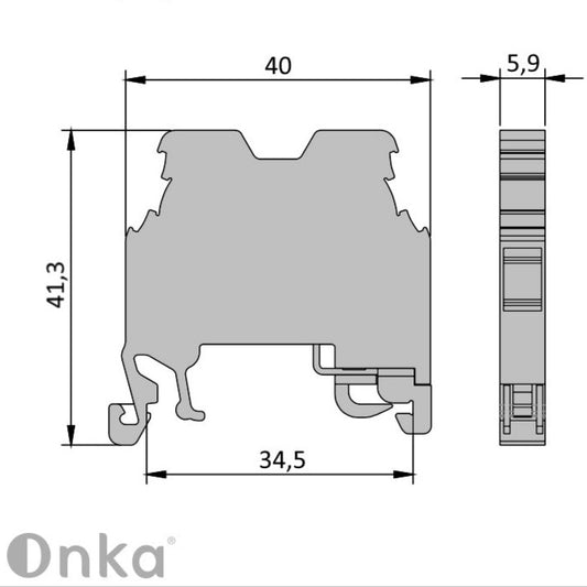 ONKA 2,5mm2 PE Schraubsteckverbinder Reihenklemme DIN-Schienen-Klemme 2-Leiter grau, 1010219