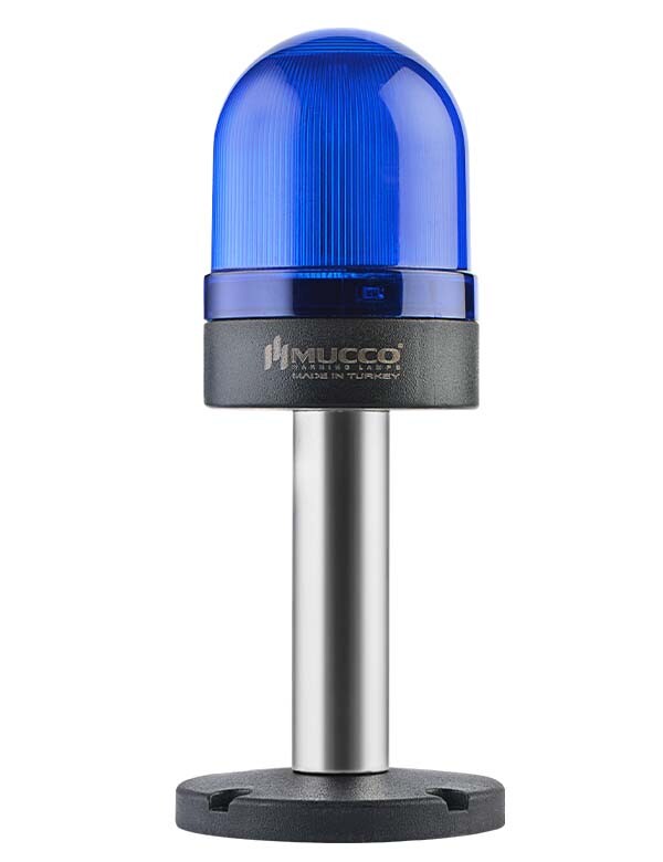 Flashing ø70 NUT.CONN.SIGNAL BEACON WITH BUZZER, 40-250V AC/DC, BLUE WITH 10CM EXT.TUBE