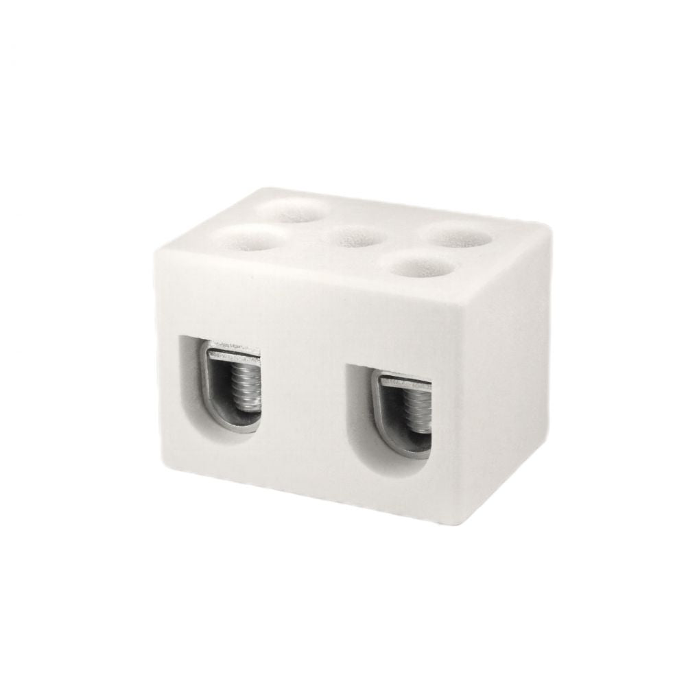ONKA 25mm2 2-pole Steatite / Porcelain / Ceramic Connector, 2-pole Fitting White