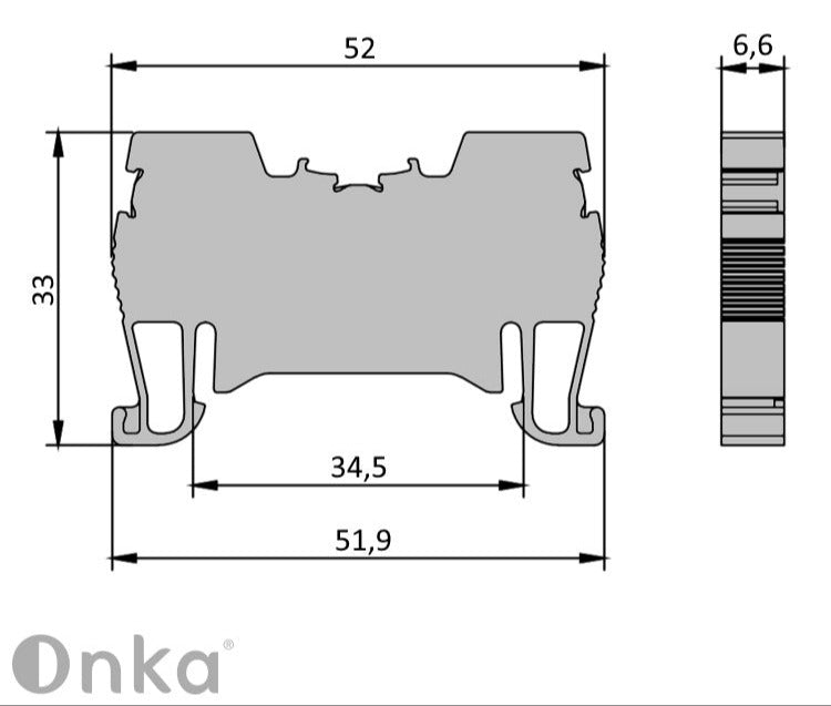 ONKA 4mm2 Spring Strip Clamp Block DIN Rail Terminal 2-wire blue, 1020027