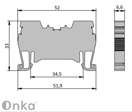 ONKA 4mm2 Federleistenklemmenblock DIN-Schienen-Klemme 2-adrig blau, 1020027