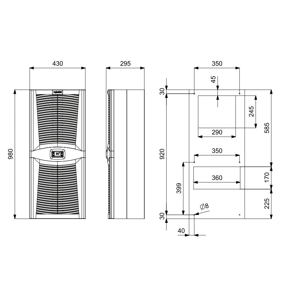 Air conditioning for control panels / cooler 2500W, PAD2550.01, Plastim