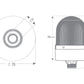 Flashing ø70 NUT.CONN.SIGNAL BEACON WITH BUZZER, 40-250V AC/DC, BLUE WITH 10CM EXT.TUBE