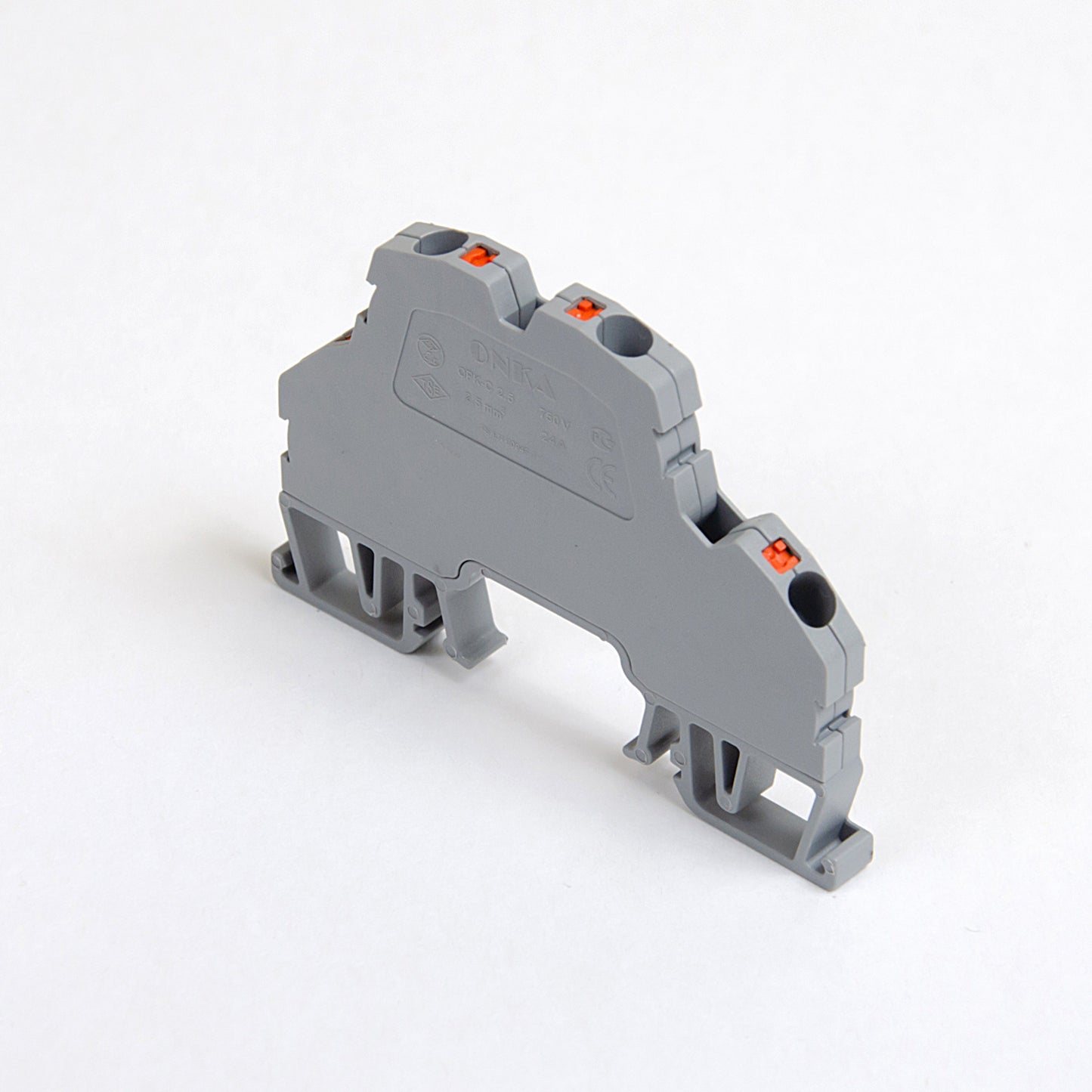 ONKA 2,5mm2, 2-stufiger Federleistenklemmblock DIN-Schienen-Klemmblock 4-adrig grau, 1020379