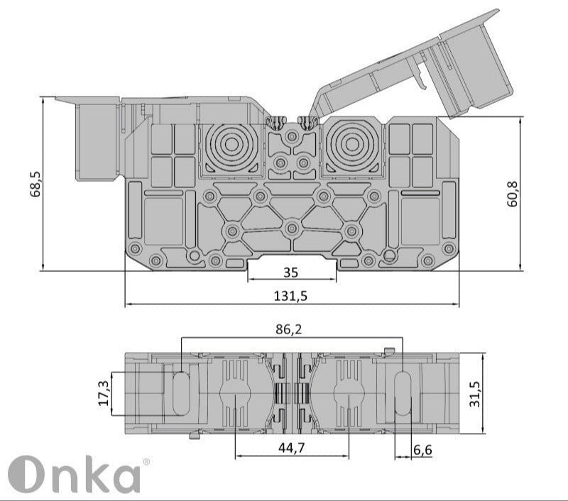 ONKA 95mm2 M8 Schraubschienenverbinder Reihenklemme mit Schutzkappe, grau, 1030059