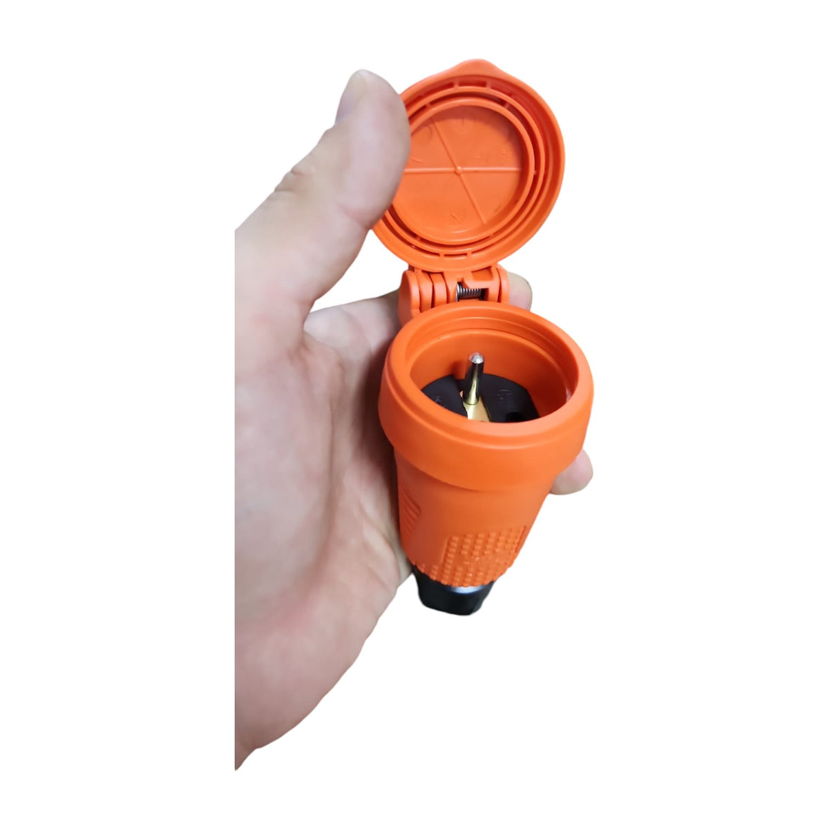 Orangefarbene hermetische Gummisteckdose IP54 mit Klappe 16A 250V Französischer Typ (Pin) RDP-O-E Bylion
