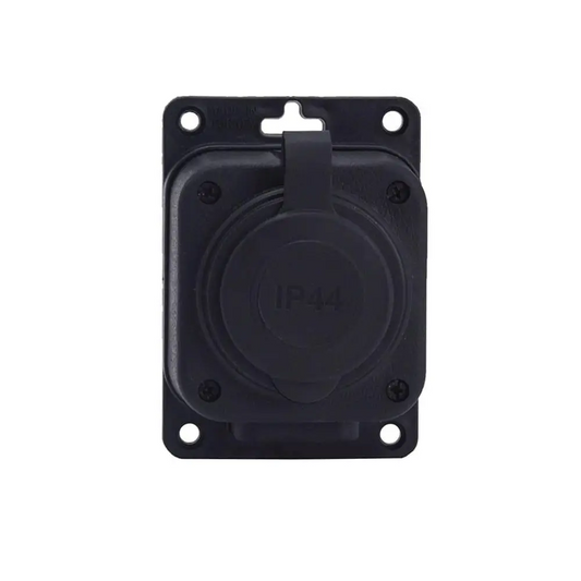 Black "Rubber" surface-mounted socket 250V, 16A, IP44, SCHUKO 2P+Z, 1KMP-F, Bylion