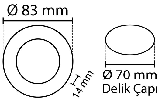 2 Pieces - Round LED Panels 3W / 270Lm Warm White Circular Recessed (Including Power Supply) 3200K YL10-0301