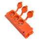 Triple socket "Rubber" orange with cover hermetic IP44 250V, 16A, SCHUKO 2P+Z, 3KMP-FO, Bylion