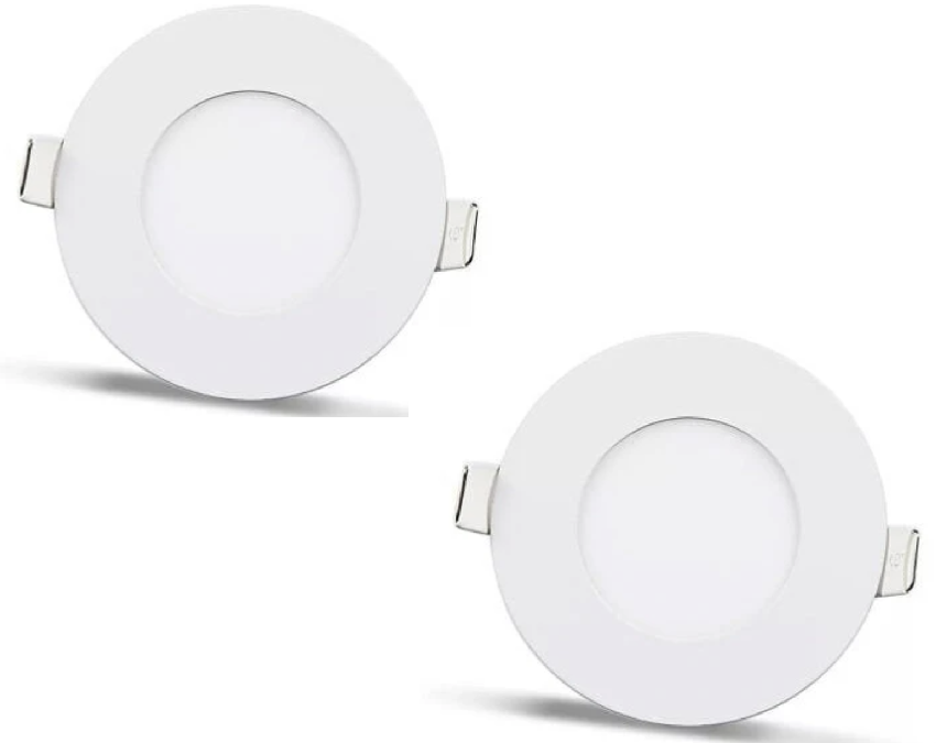 2 Pieces - Round LED Panel 3W / 270Lm White Circular Recessed (Incl. Power Supply) 4000K YL10-0307