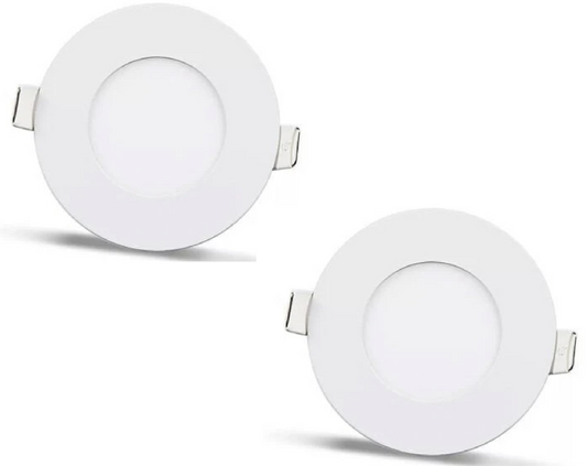 2 Pieces - Round LED Panel 3W / 270Lm White Circular Recessed (Incl. Power Supply) 4000K YL10-0307