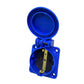 Hermetic socket 2P+Z, 230/220V, with grounding, IP44, with flap, blue, 250V Schuko