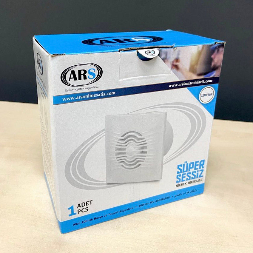 ARS-White Wand-Axiallüfter Bad/WC weiß mit Gitter leise 100mm, 90 m3/h, 340041