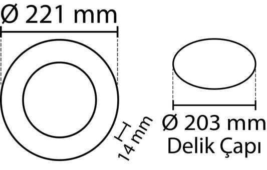 2 Pieces - SLIM LED Panel Black Frame Cool White / 6500K 18W / 1620Lm Round Recessed (Incl. Power Supply) 6500K YL10-1800-S