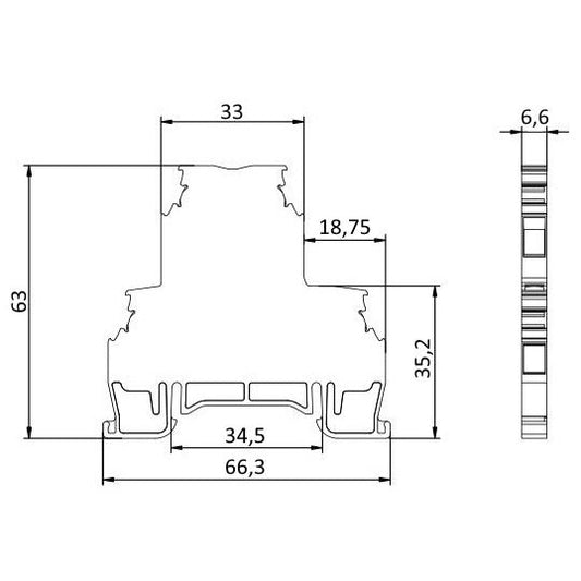 ONKA 4mm2, 2-stufig Schraubklemmleiste DIN-Schienen-Klemme 4-adrig grau, 1010368