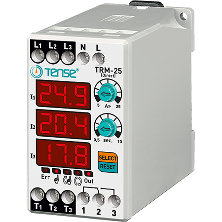 Direct digital overcurrent relay with 3×3 digit LED display TRM-25