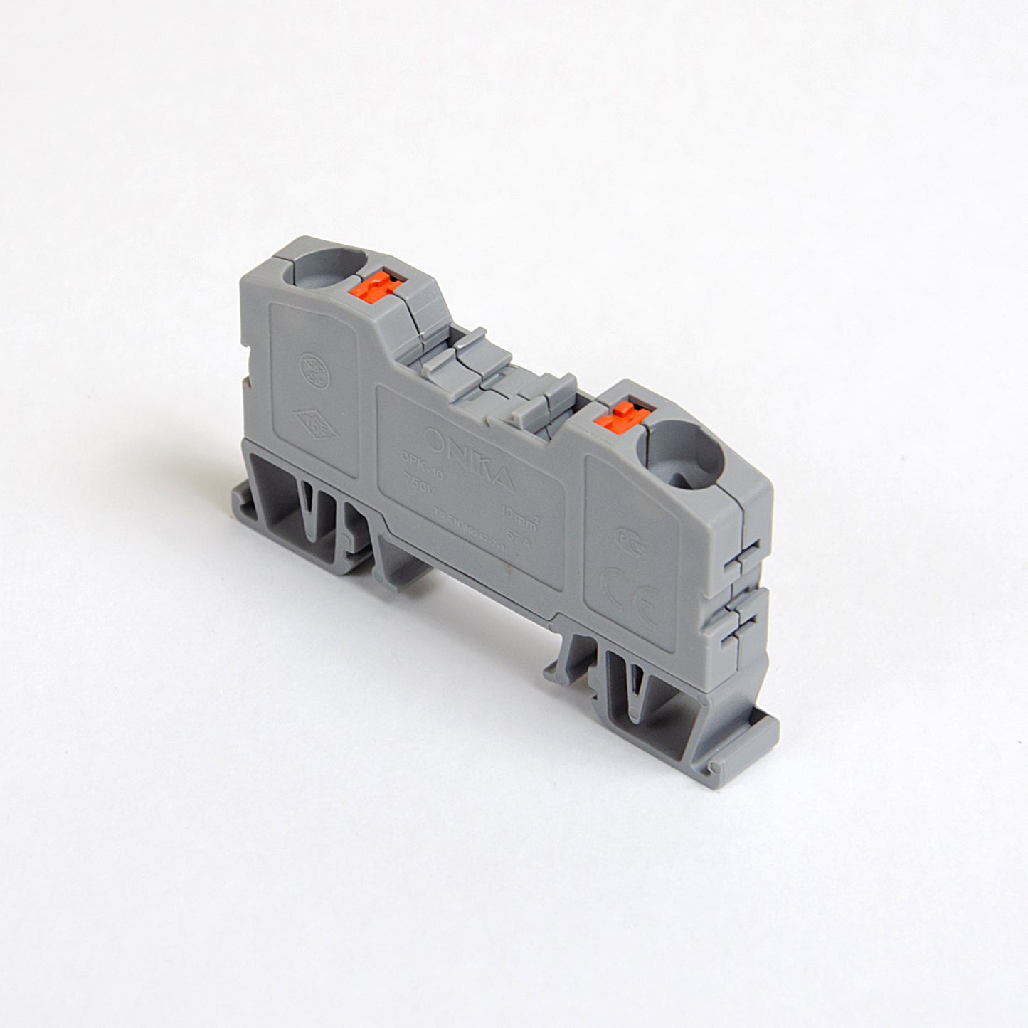 ONKA 10mm2 spring-loaded terminal block DIN rail terminal block 2-wire grey, 1020044