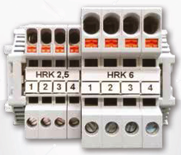 ONKA 2.5mm2 hybrid screw/spring rail terminal block, DIN rail terminal block, 2-wire, grey, 1040002