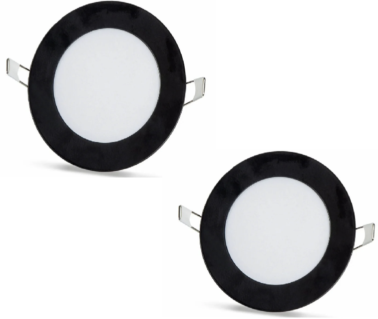 2 pieces - round LED panel 6W / 540Lm cold white black frame circular recessed (incl. power supply) 6500K YL10-0600-S