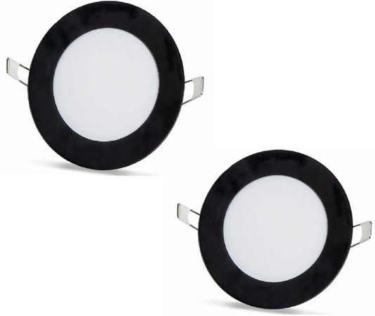 2 pieces - round LED panel 6W / 540Lm cold white black frame circular recessed (incl. power supply) 6500K YL10-0600-S